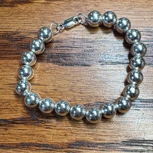 Elegant Sterling Silver Beaded Bracelet 7”